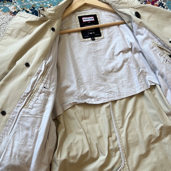 HUNTER LEATHER BUCKLE TRENCH COAT MEDIUM Double Breasted Raincoat Long J… - Picture 13 of 13